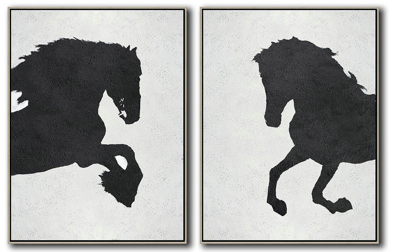 Large Abstract Art,Set Of 2 Minimal Painting On Canvas - Canvas Wall Art Home Decor